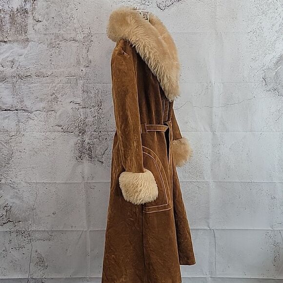 Vintage 70s union made faux leather lions mane coat-caramel brown Women's Size S - Picture 5 of 12